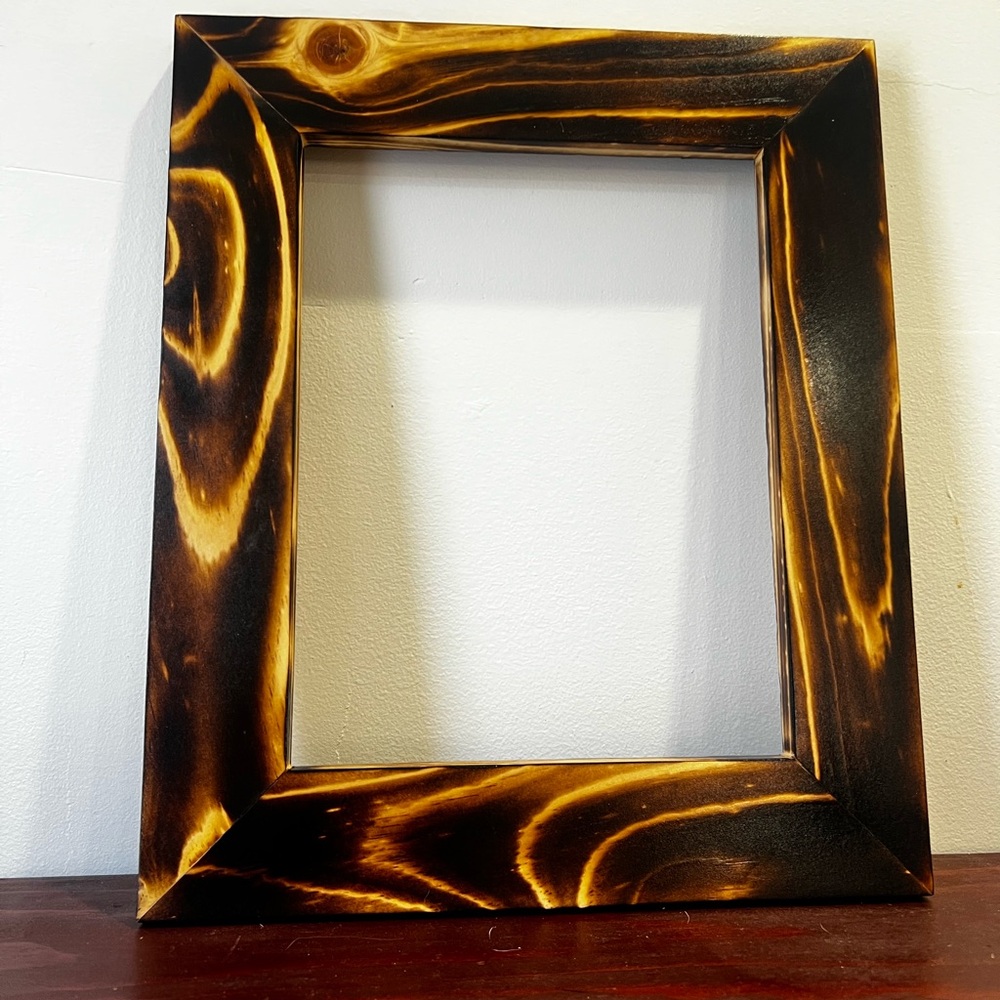 Rustic Burnt Wood Picture Frame - Picture 3 of 3